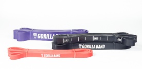 GORILLA Power Band - posilňovacia guma Set č.1 (odpor 53kg) – červená,  čierna, fialová