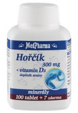 MedPharma Horčík 300 mg + vitamín D3 107 tabliet