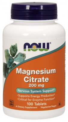 Now Foods Magnesium Citrate 200 mg 100 tabliet