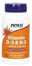Now Foods Vitamin D3 a K2 120 kapsúl