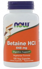 Now Foods Betaine HCI 648 mg 120 kapsúl