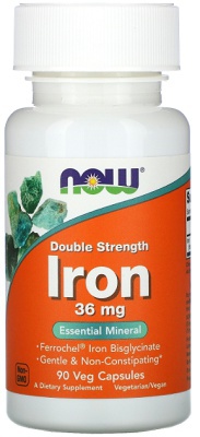 Now Foods Iron Ferrochel (železo chelát) 36 mg 90 kapsúl