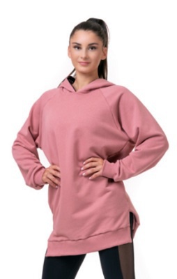 Nebbia Dlhá Everyday Hero mikina s kapucňou 580 old rose - L