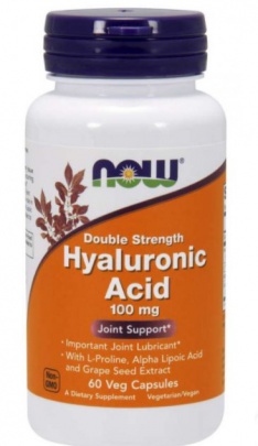 Now Foods Hyaluronic Acid (kyselina hyalurónová) 100 mg 60 kapsúl VÝPREDAJ 6.2024