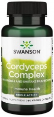 Swanson Cordyceps Complex with Reishi and Shiitake Mushrooms 60 kapsúl VÝPREDAJ 12.2024