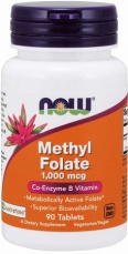 Now Foods Methyl Folate (metylfolát) Kyselina listová 1000 μg 90 tabliet