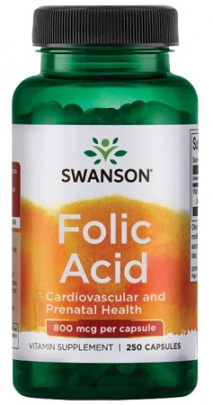 Swanson Folic Acid 800 mcg 250 kapsúl VÝPREDAJ
