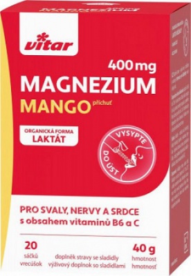 Vitar Magnézium 400 mg 20 sáčkov