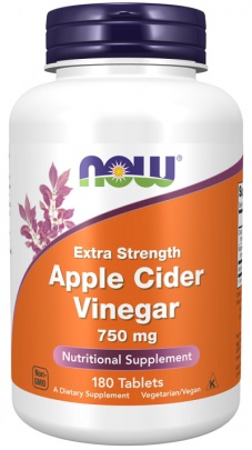 Now Foods Apple Cider Vinegar Extra Strength (Jablkový ocot) 750 mg 180 tabliet VÝPREDAJ