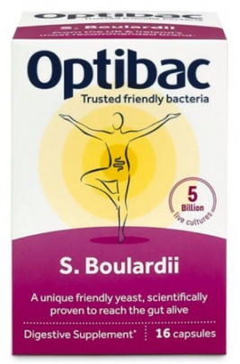 Optibac Saccharomyces Boulardii (Probiotiká pri hnačke) 16 kapsúl