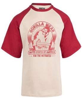 Gorilla Wear Pánske tričko Oversized Logan béžová/červená