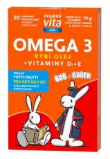 Maxi Vita Kids Omega 3 + vitaminy D a E 30 žuvacích kapsúl