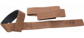Power System Posilňovacie kožené trhačky Leather Lifting Straps - hnedá