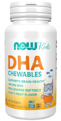 Now Foods DHA Kids Chewable (Omega-3) 100 mg 60 žuvacích pastiliek