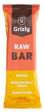 GRIZLY RAW Bar 55 g mango-makadam-čierne ríbezle