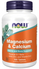 Now Foods Magnesium & Calcium, Vitamín D3 & Zinek 100 tabliet