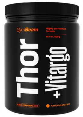 GymBeam Předtréninkový stimulant Thor Fuel + Vitargo 600 g - jahoda/kiwi VÝPREDAJ (POŠK.OBAL)