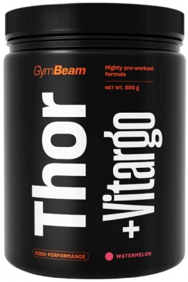 GymBeam Předtréninkový stimulant Thor Fuel + Vitargo 600 g - jahoda/kiwi VÝPREDAJ (POŠK.OBAL)