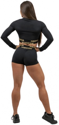 Nebbia Intense Dámsky Crop top s dlhým rukávom 839 gold - XS