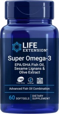 Life Extension Super Omega-3 EPA/DHA Fish Oil, Sesame Lignans & Olive Extract 60 kapsúl
