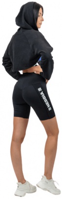 Nebbia Crop mikina s dlhým rukávom a kapucňou Gym Time 259 čierna - M