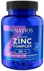 NATIOS Zinok chelátový komplex, zinok, selén a meď 25 mg 100 kapsúl