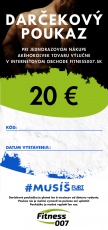 Elektronický darčekový poukaz na Fitness007.sk v hodnote 20 €