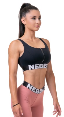 Nebbia Smart Zip športová podprsenka 578 black - M