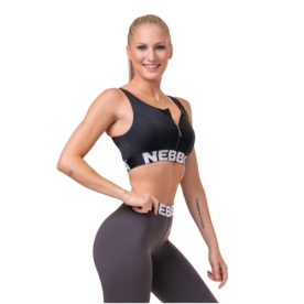 Nebbia Smart Zip športová podprsenka 578 black - M