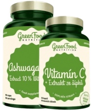 GreenFood Ashwagandha Extract 10% Withanolides 90 kapsúl + Vitamín C 60 kapsúl ZADARMO