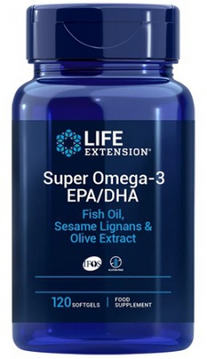 Life Extension Super Omega-3 EPA/DHA Fish Oil, Sesame Lignans & Olive Extract 60 kapsúl