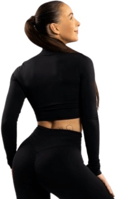 Booty Simple - Crop Top Zipper BLACK