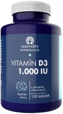 Renovality Vitamin D3 1000 IU s prírodným Vitamínem C 120 kapsúl