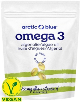 ARCTIC BLUE® Vegan Omega 3 Algae (250mg DHA & Vitamin D 400IU) - 90 kapslí