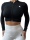 Booty RIBBED BLACK - crop top with zipper - S