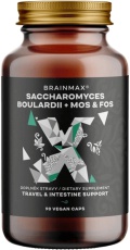 BrainMax Saccharomyces boulardii Cestovní probiotika s MOS & FOS 90 rostlinných kapsúl