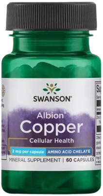 Swanson Copper Chelated (měď v chelátové vazbě) 2 mg 60 kapsúl