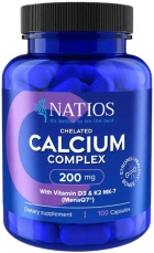 NATIOS Chelated Calcium Complex Vápník s vitamíny D3 a K2 MK-7 200 mg 100 kapsúl