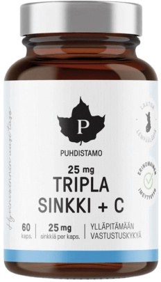 Puhdistamo Triple Zinc 25mg + Vitamin C - 60 kapsúl