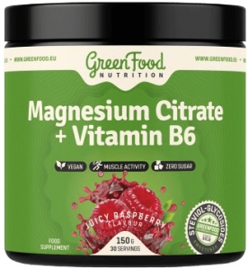 GreenFood Magnesium Citrate + Vitamin B6 150 g + Láhev ZADARMO