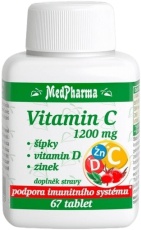 Medpharma Vitamín C 1200 mg šípky, vitamín D, zinok 67 tabliet