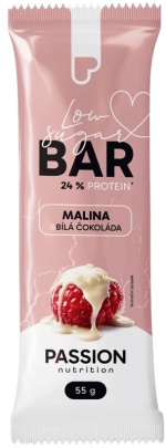 Passion Nutrition Protein Bar Low Sugar 55 g - Malina/bílá čokoláda