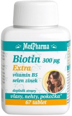 Medpharma Biotin 300 Extra + B5, Se, Zn 67 tabliet