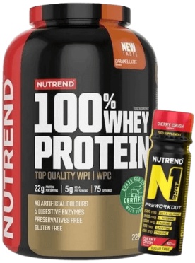 Nutrend 100% Whey Protein 2250 g + N1 PRE-WORKOUT Shot 60 ml ZADARMO