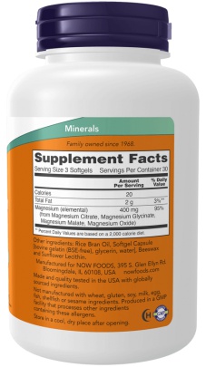 Now Foods Magnesium Citrate (glycinát, citrát, malát) 180 kapsúl