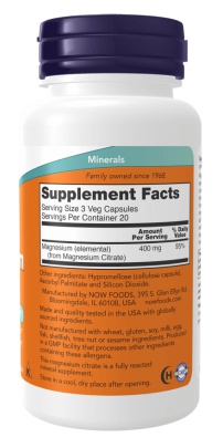 Now Foods Magnesium Citrate, Horčík citrát 120 kapsúl