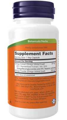 Now Foods Ginkgo Biloba 60 mg 120 kapsúl