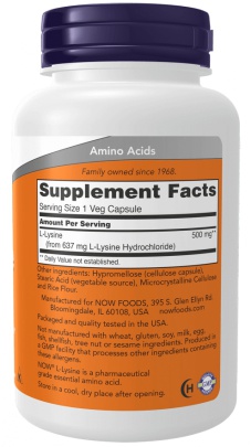 Now Foods L-Lysin 500 mg 100 tabliet