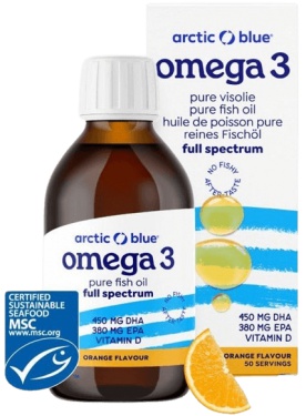 ARCTIC BLUE® Omega 3 (450mg DHA, 380mg EPA & Vitamin D 400IU) - 250 ml