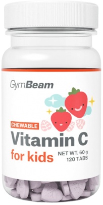 GymBeam Vitamín C tablety na cucání pro děti 120 tablet - jahoda